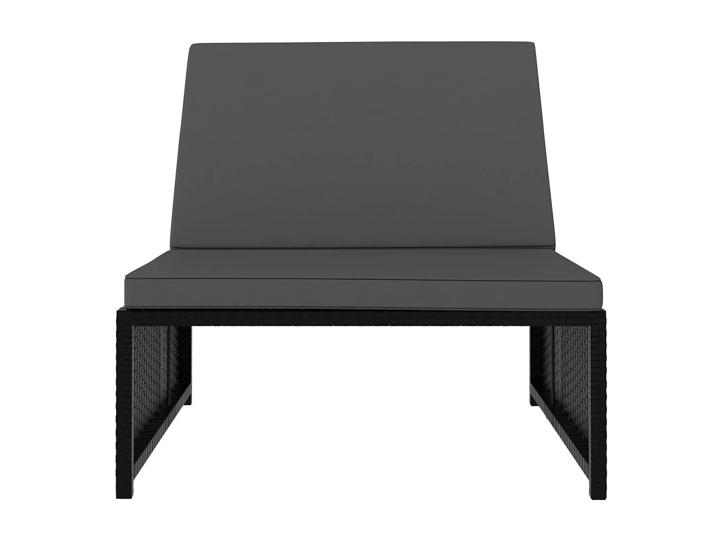 2 Stück Loungesessel mit Tisch, Kunstharzgeflecht, Schwarz