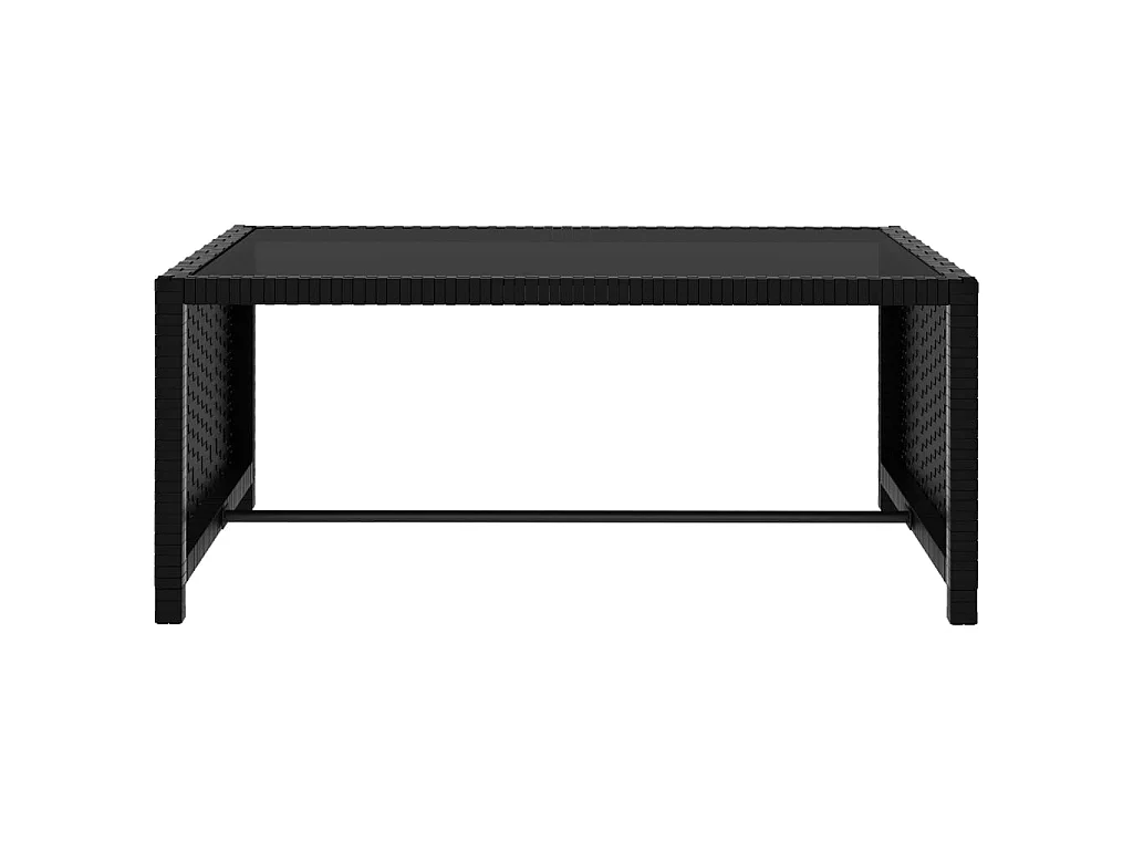 2 Stück Loungesessel mit Tisch, Kunstharzgeflecht, Schwarz