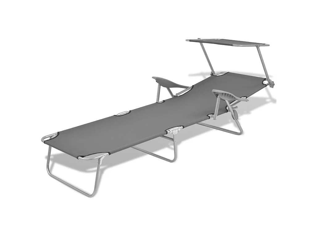 Chaise longue avec auvent Acier Gris