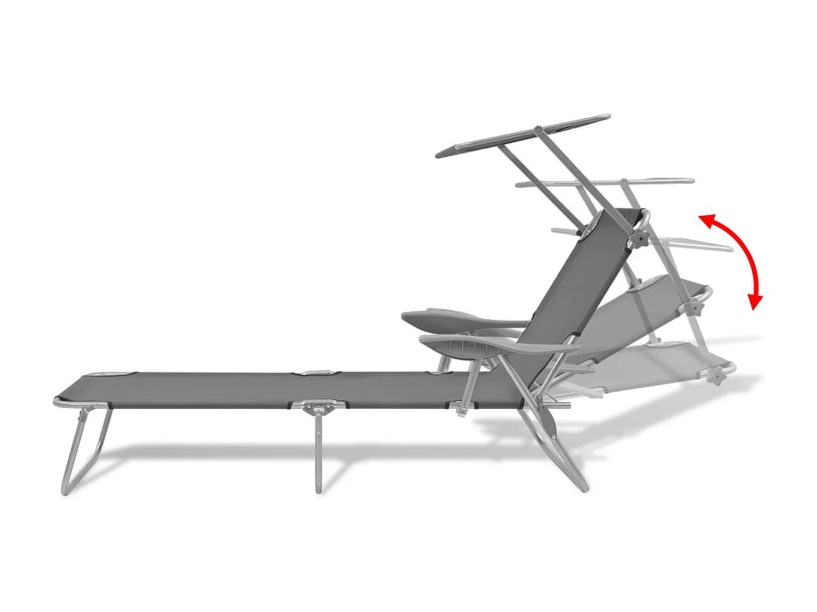 Chaise longue avec auvent Acier Gris