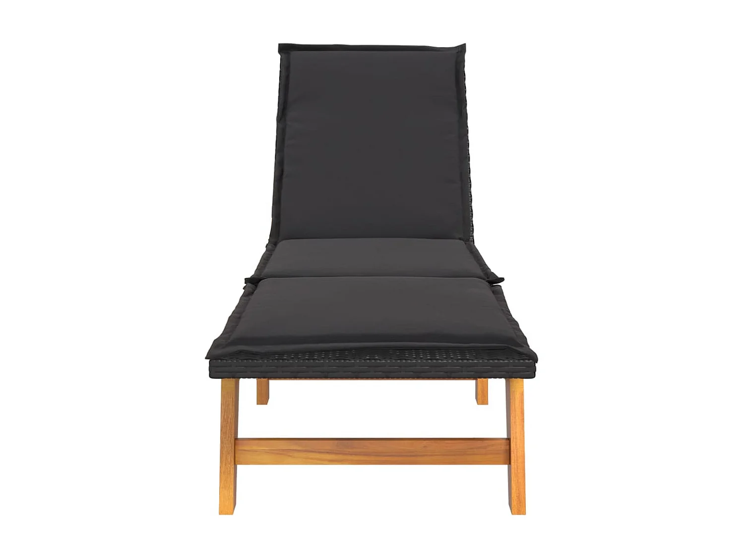 Chaise longue avec coussin Résine tressée/bois massif d'acacia