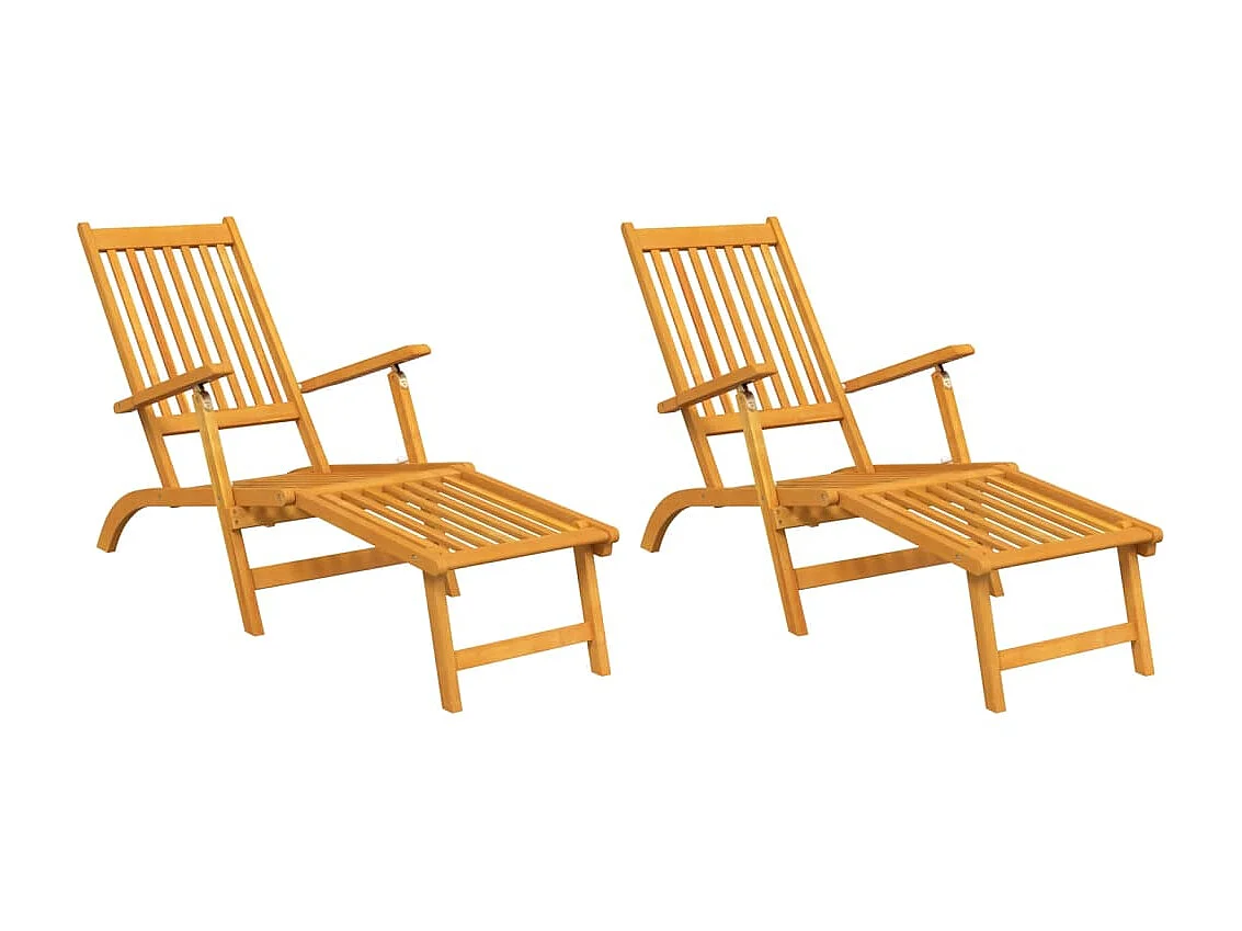 Sillón de exterior con reposapiés 2 piezas Acacia maciza