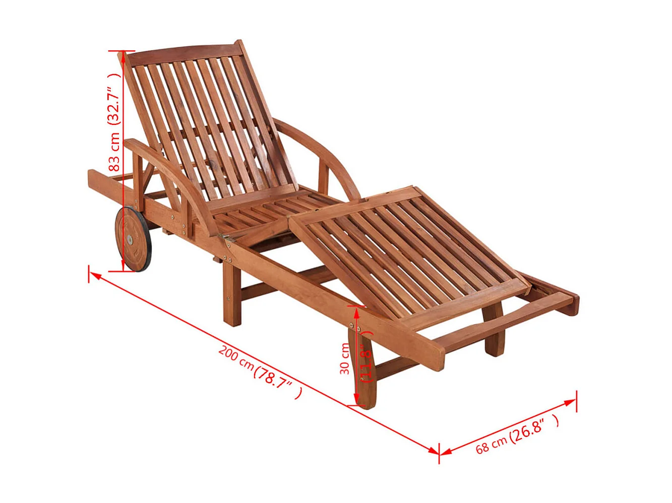 Chaise longue Bois d'acacia solide