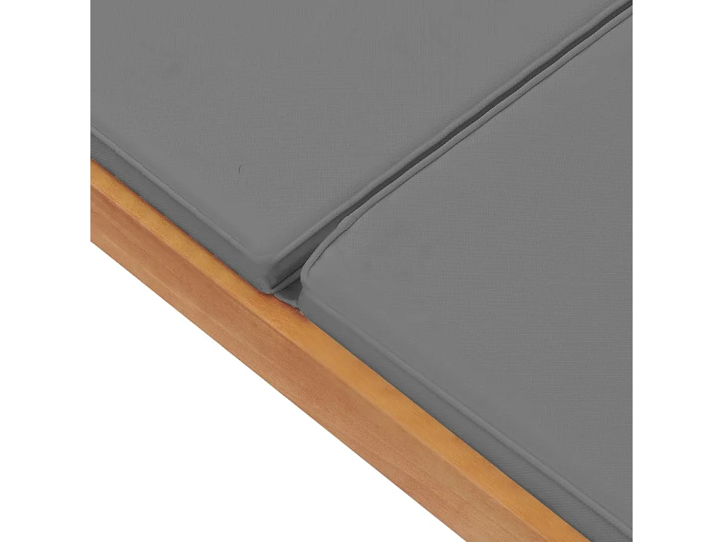 Chaise longue avec coussin Bois de teck solide Gris foncé
