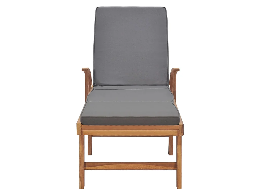 Chaise longue avec coussin Bois de teck solide Gris foncé