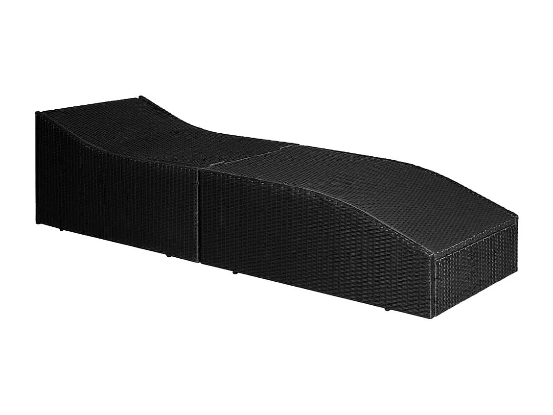 Chaise longue avec coussin Résine tressée Noir