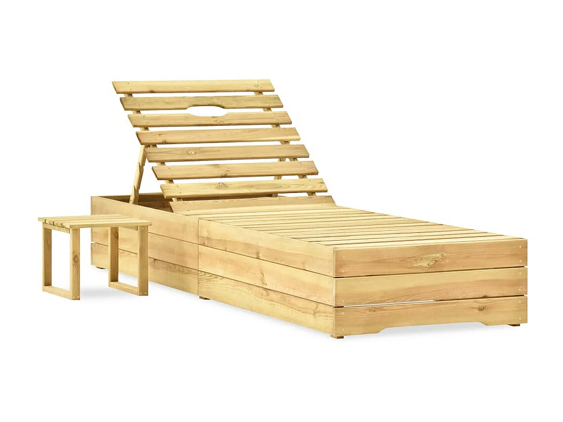 Sdraio da giardino con tavolino e cuscino Pino impregnato