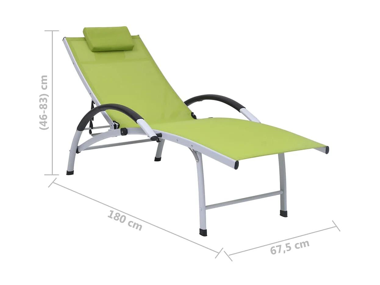 Ligstoel Textilene aluminium Groen