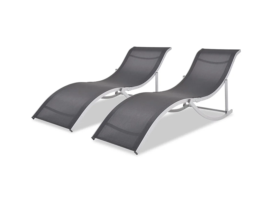 Chaises longues pliantes 2 pcs Aluminium et Textilène