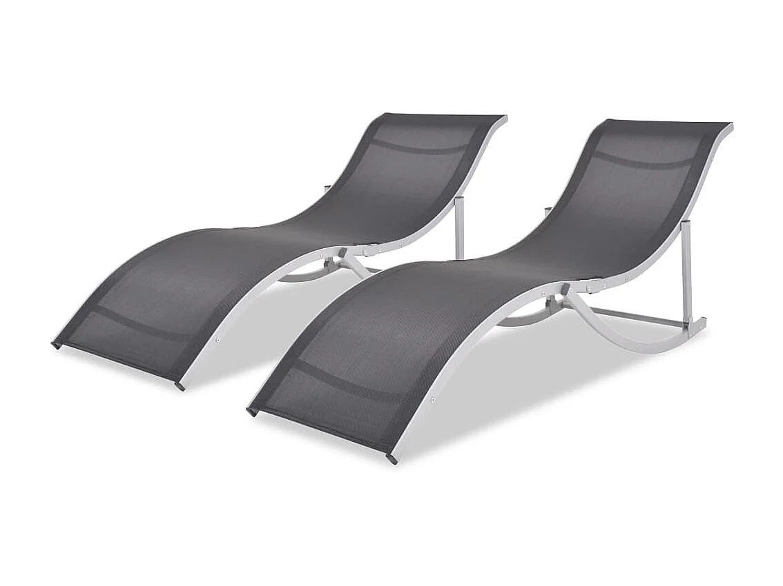 Sedie a sdraio pieghevoli 2 pz. Alluminio e Textilene