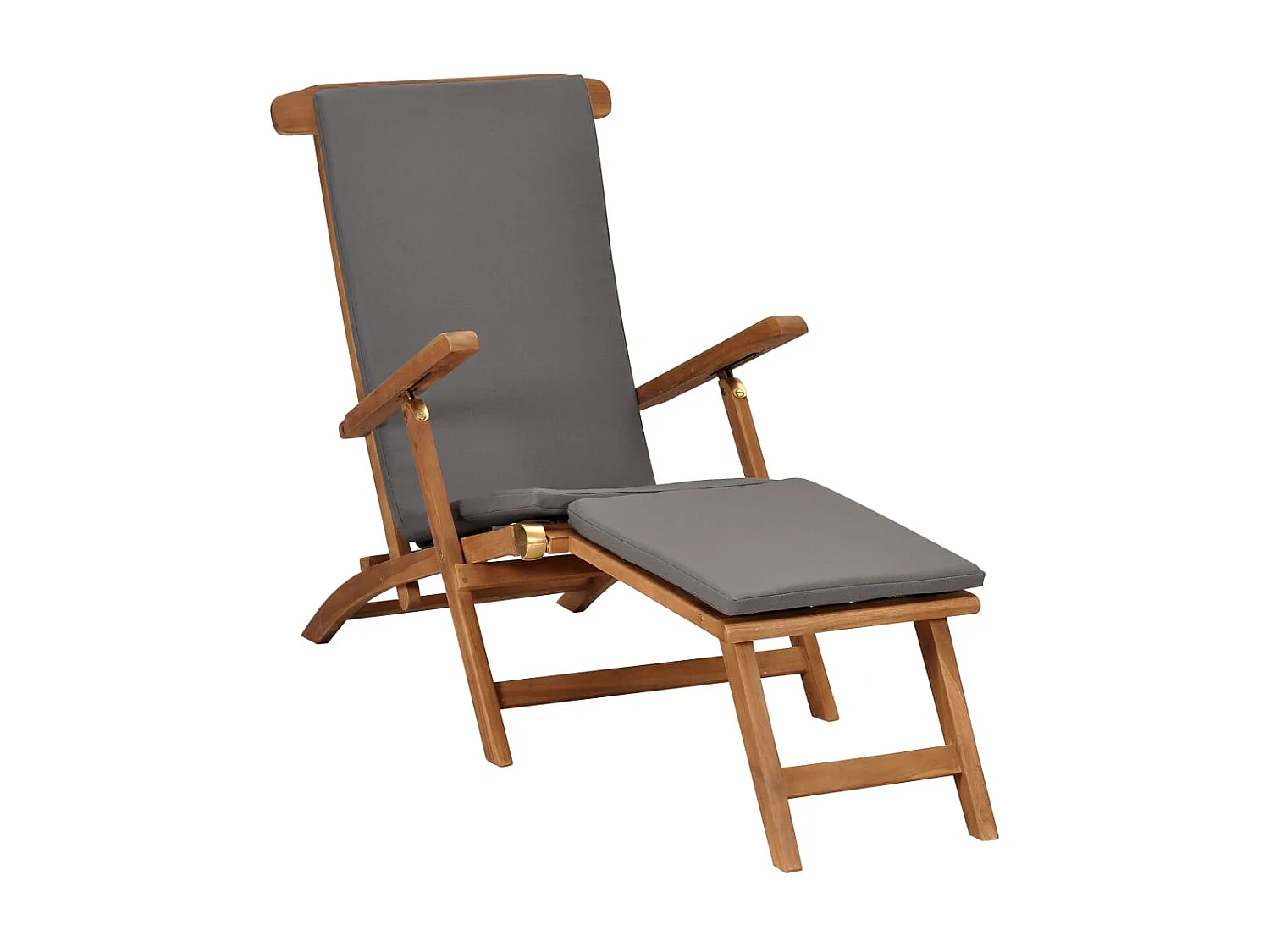 Poltrona lounge con cuscino Grigio scuro Legno massello di teak