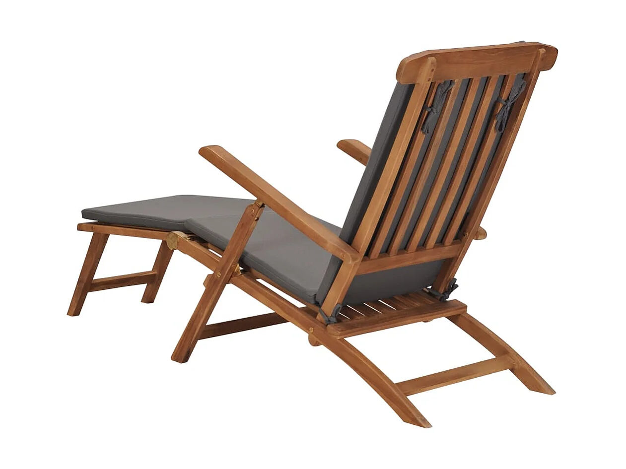 Poltrona lounge con cuscino Grigio scuro Legno massello di teak