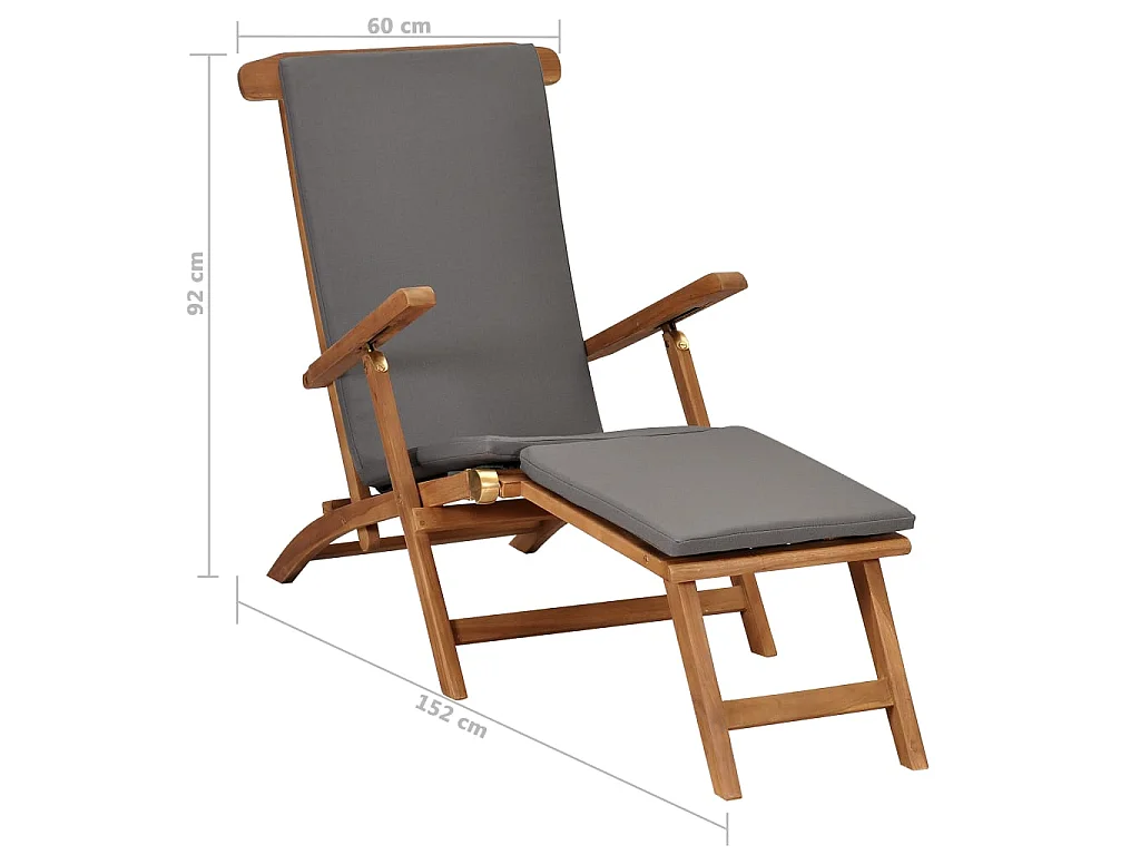 Poltrona lounge con cuscino Grigio scuro Legno massello di teak