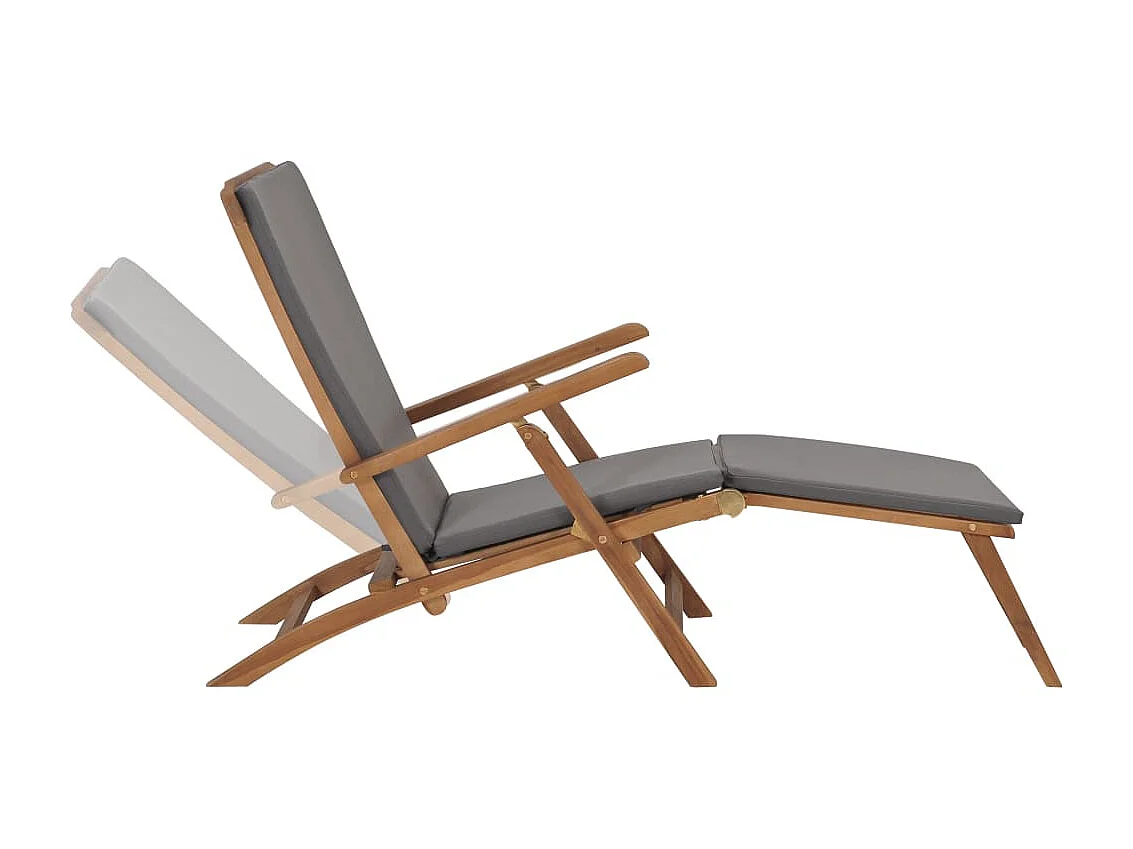 Loungesessel mit Kissen Dunkelgrau Massives Teakholz