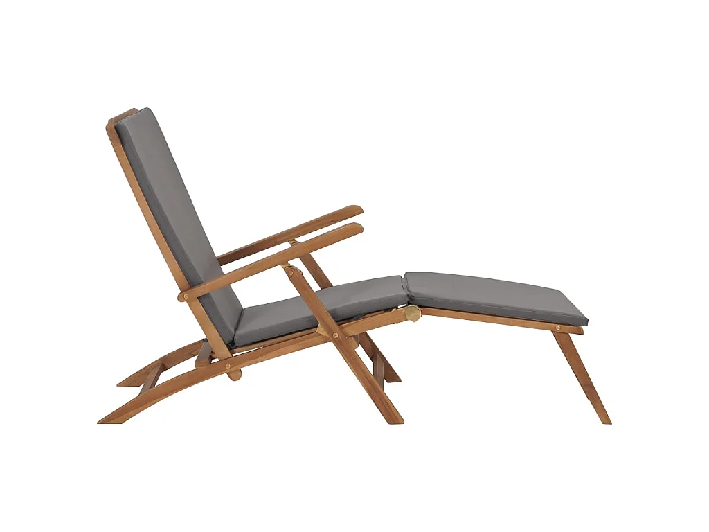 Loungesessel mit Kissen Dunkelgrau Massives Teakholz