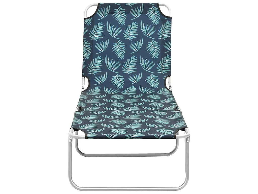 Chaise longue pliable Acier et tissu Motif de feuilles