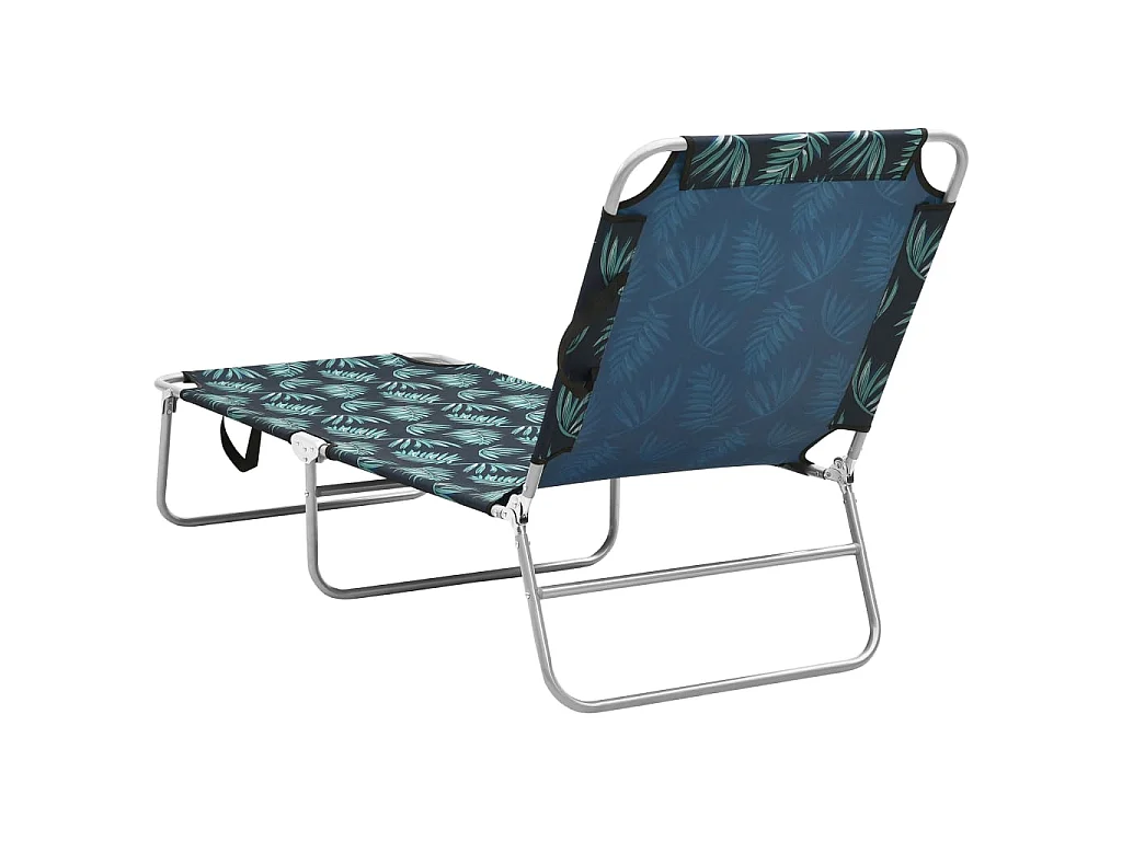 Chaise longue pliable Acier et tissu Motif de feuilles