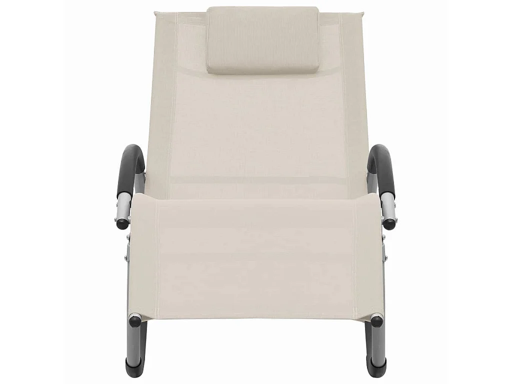 Chaise longue avec oreiller Crème Textilène