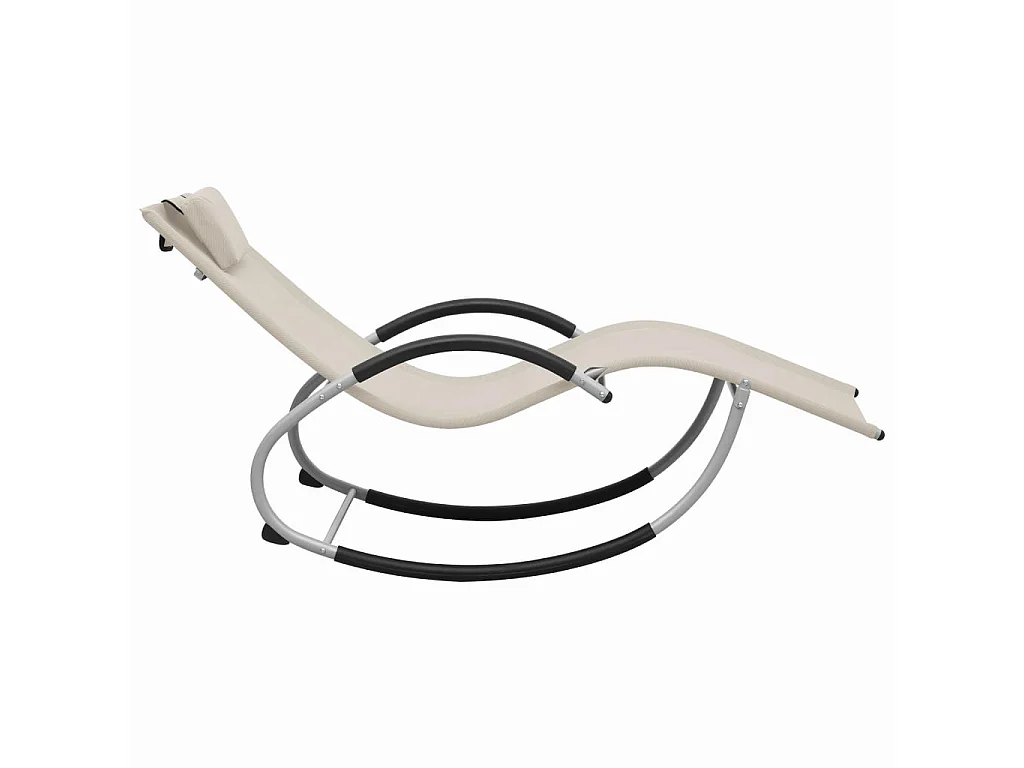 Chaise longue avec oreiller Crème Textilène