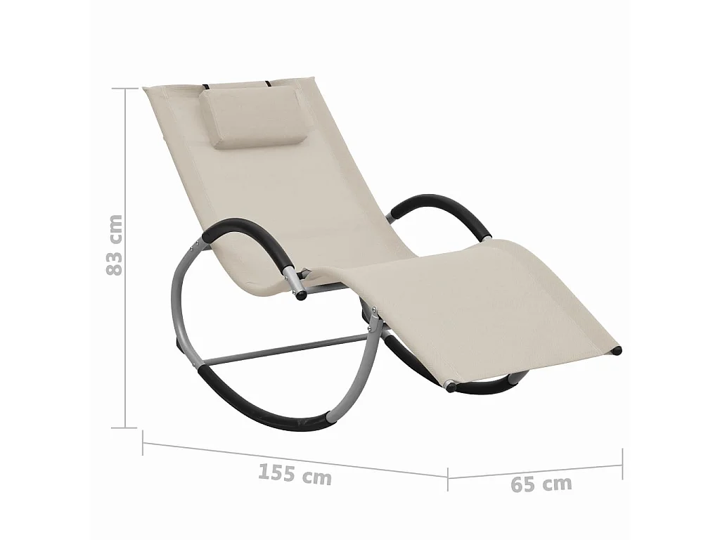 Chaise longue avec oreiller Crème Textilène