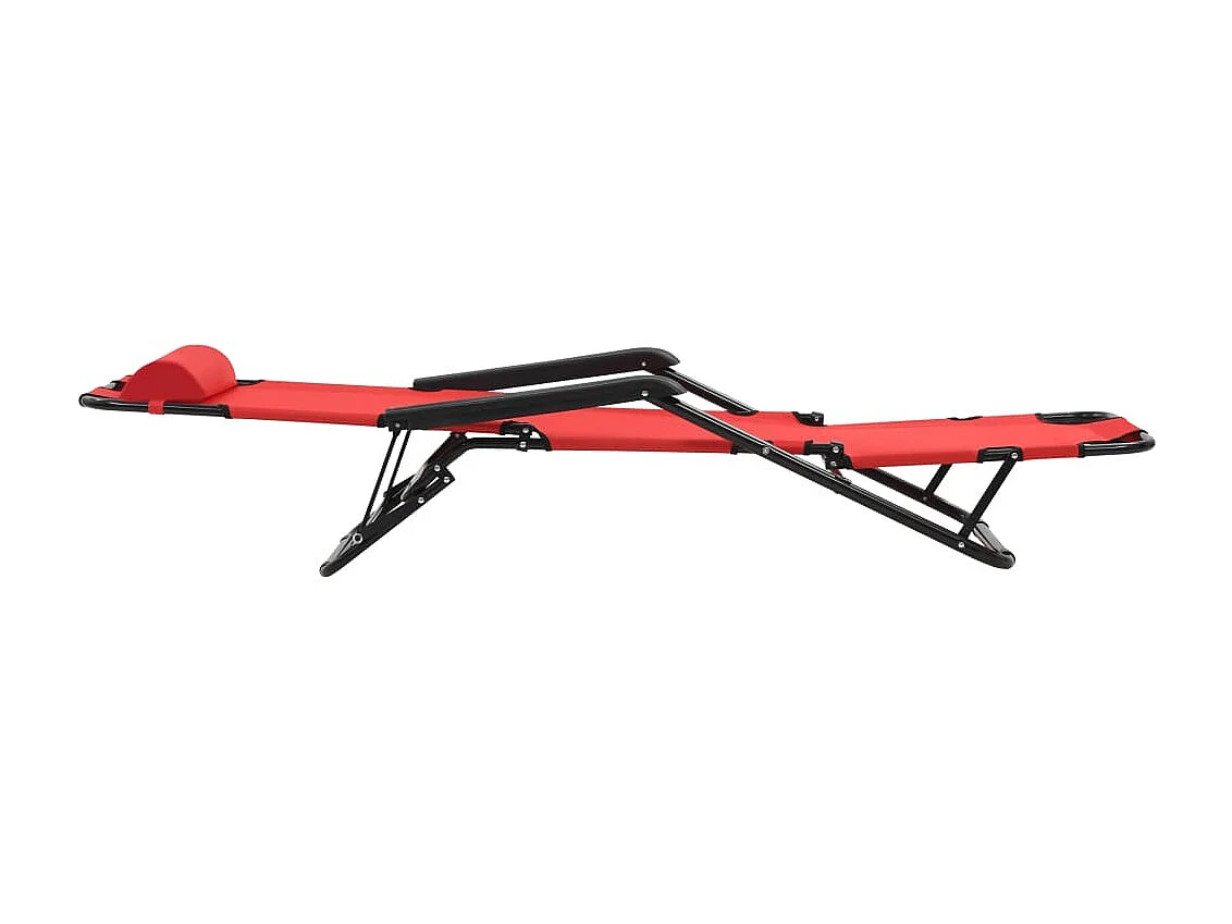Chaises longues pliables 2 pcs avec repose-pied Acier Rouge