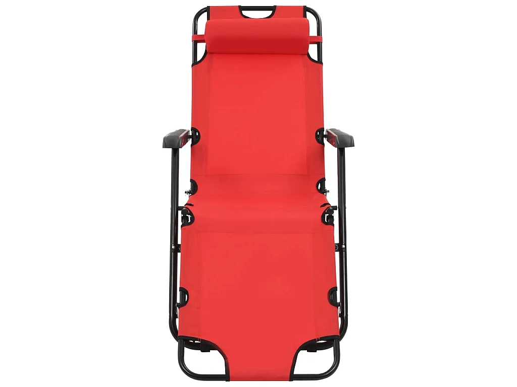 Chaises longues pliables 2 pcs avec repose-pied Acier Rouge