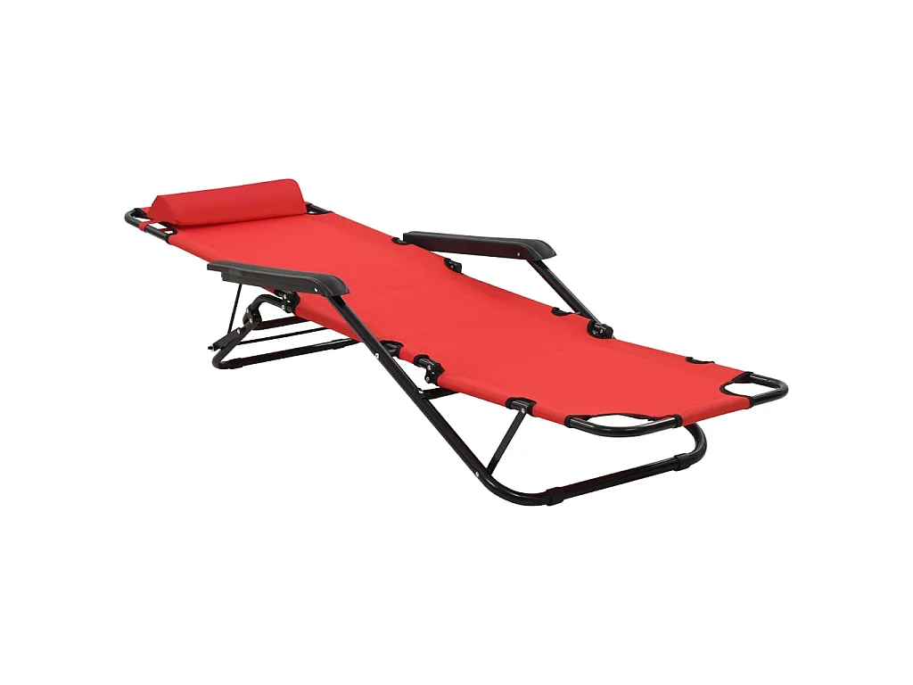 Chaises longues pliables 2 pcs avec repose-pied Acier Rouge