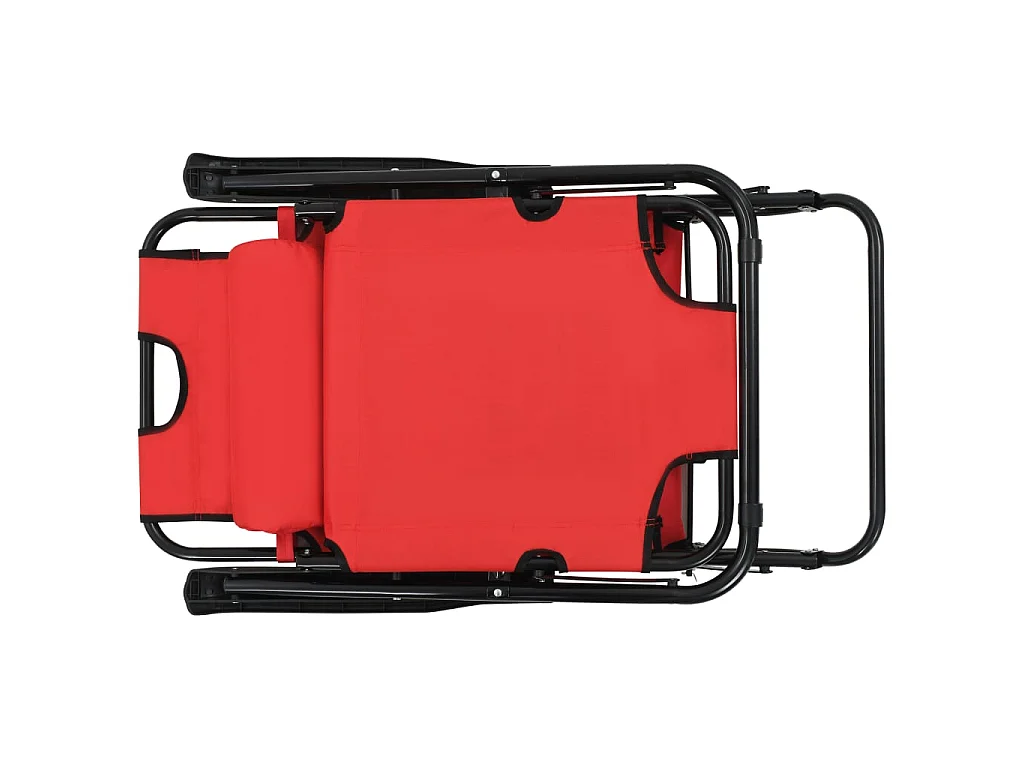 Chaises longues pliables 2 pcs avec repose-pied Acier Rouge