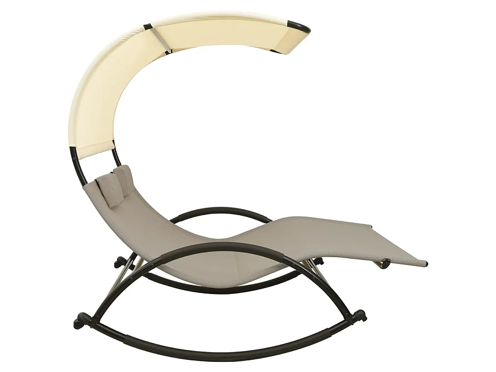 Sillón doble con dosel Textilène Taupe y crema