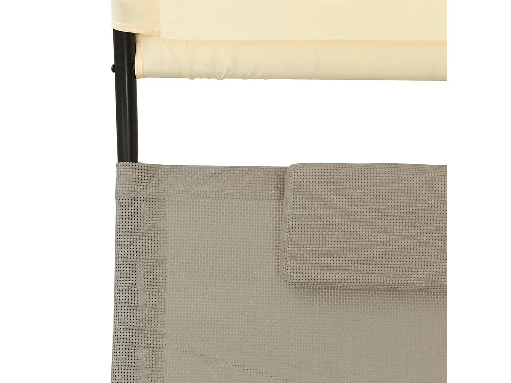 Sillón doble con dosel Textilène Taupe y crema