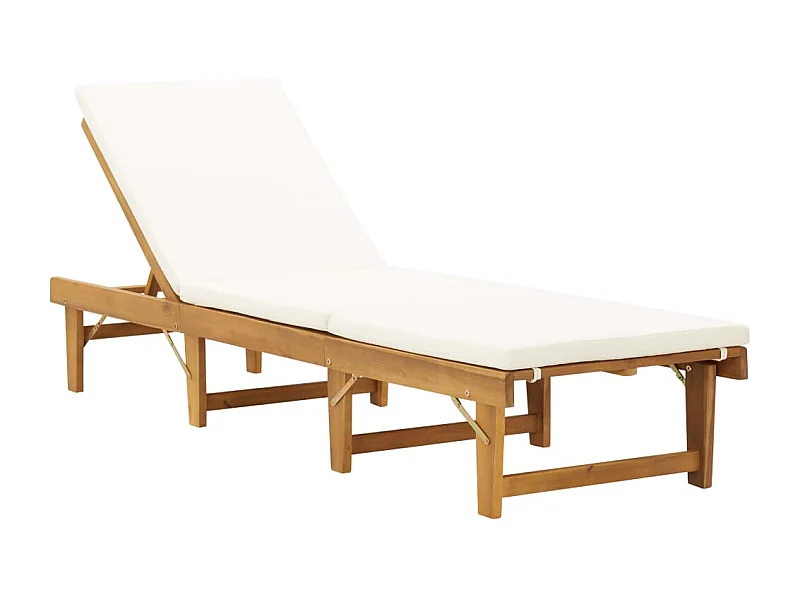 Chaise longue pliante avec coussin Bois d'acacia solide