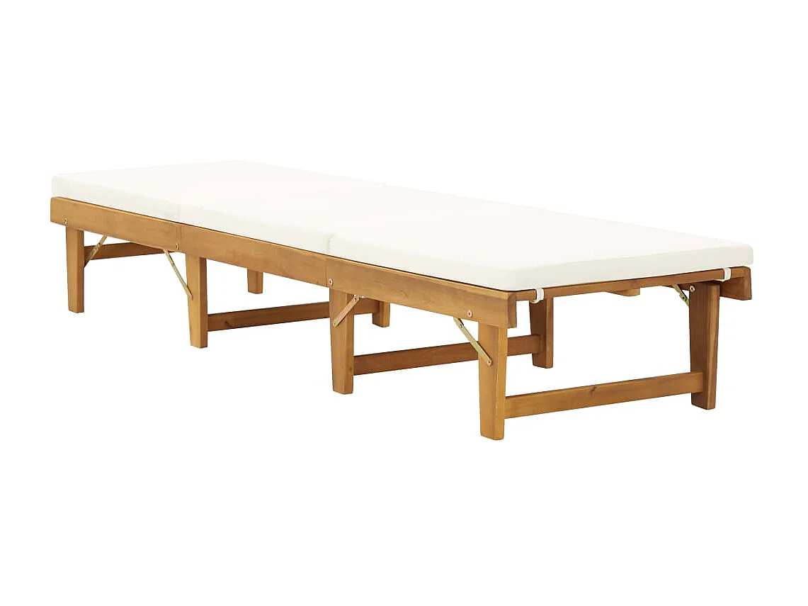 Sillón plegable con cojín Madera maciza de acacia