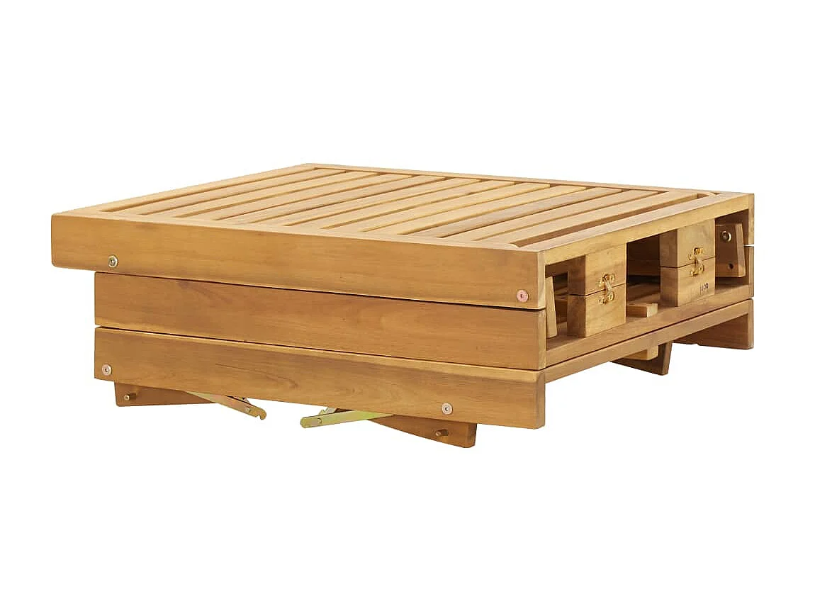 Sillón plegable con cojín Madera maciza de acacia