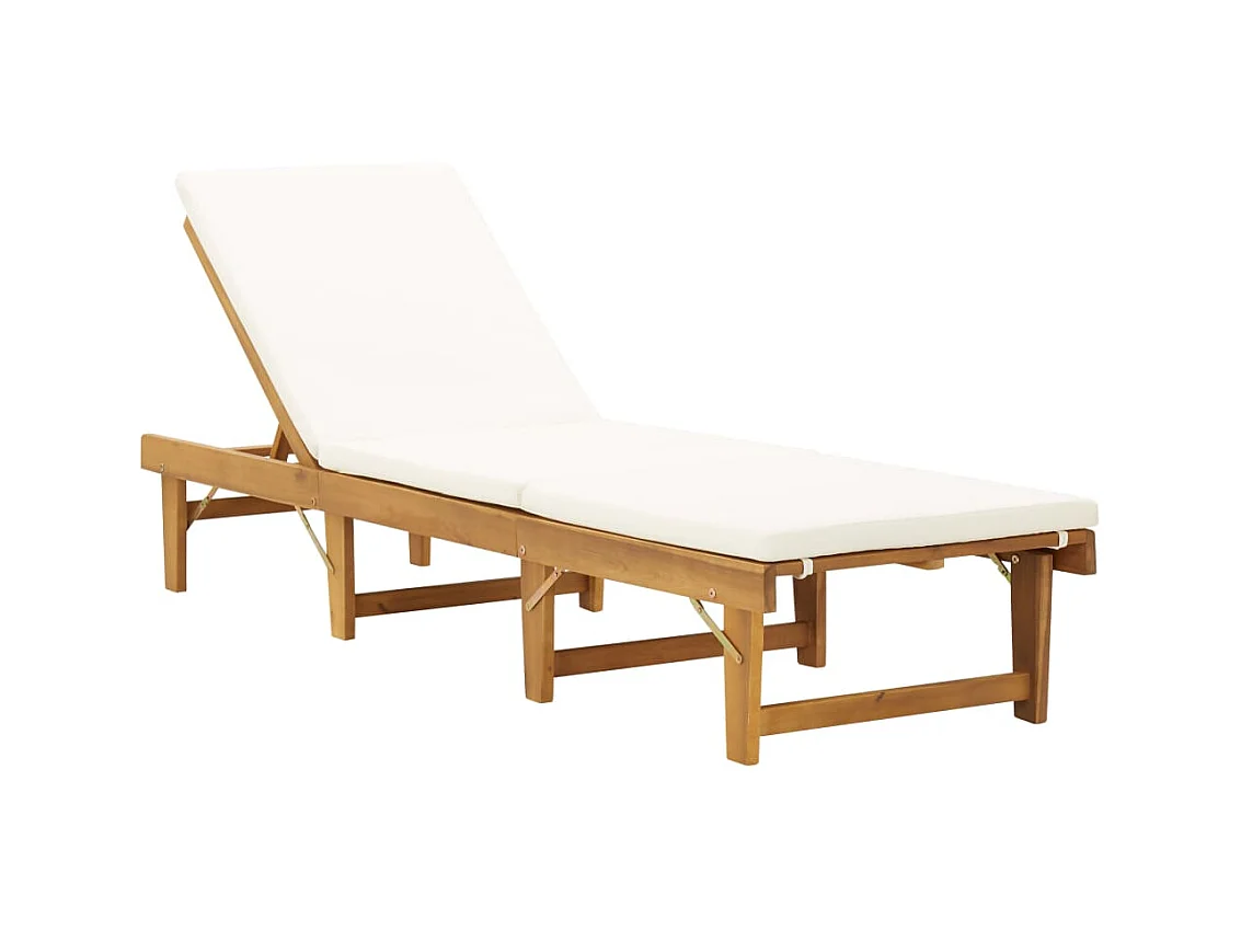 Chaise longue pliante avec coussin Bois d'acacia solide