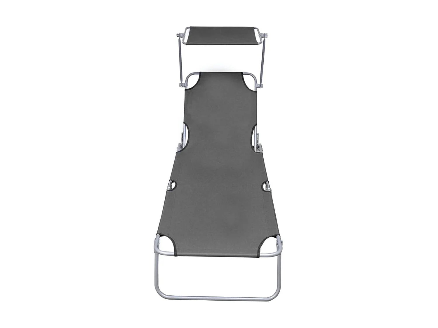 Chaise longue pliable avec auvent Acier Gris