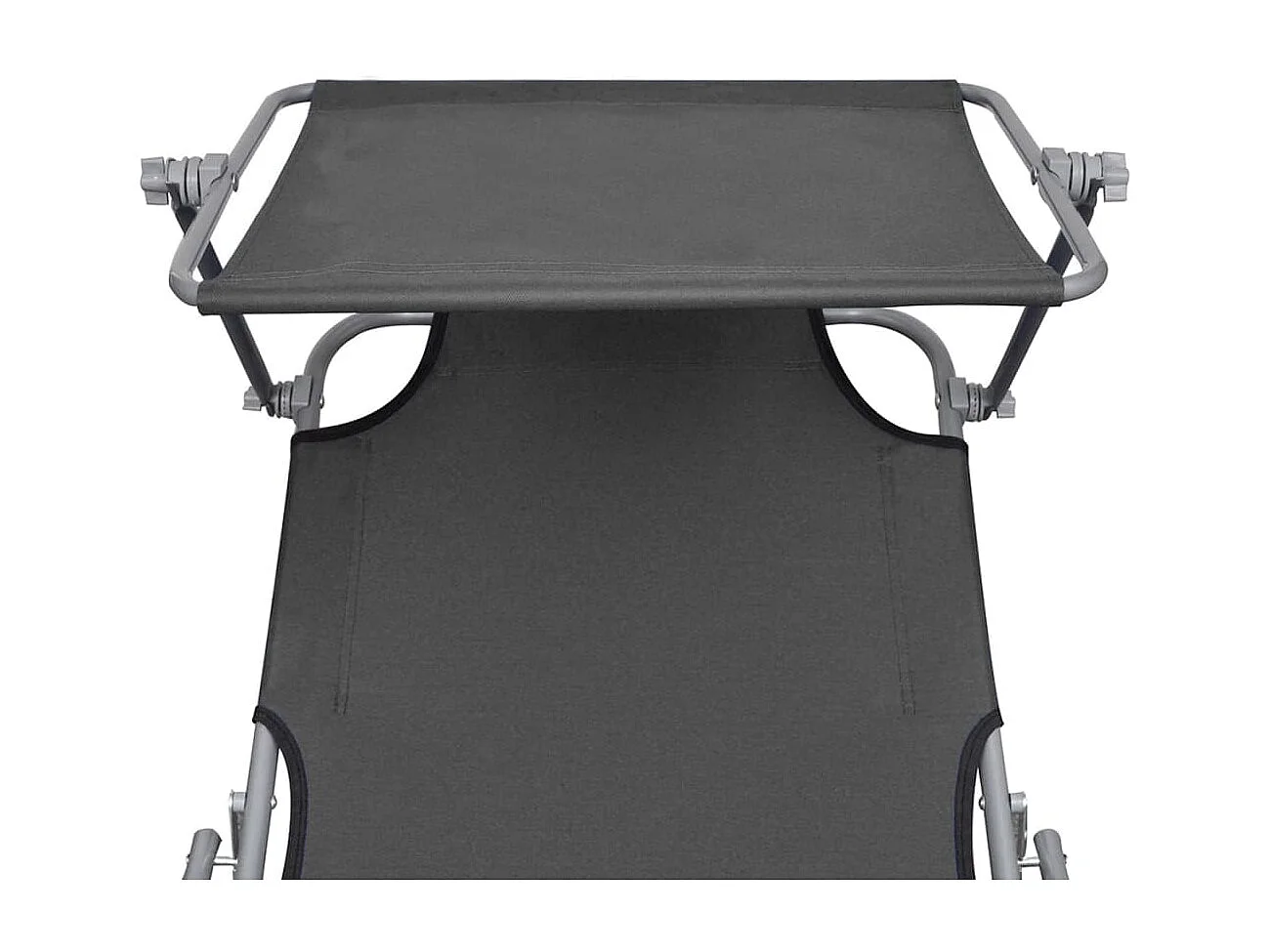 Chaise longue pliable avec auvent Acier Gris