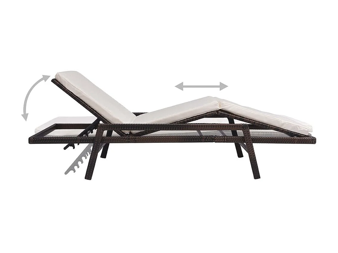 Loungestoel met kussen Geweven hars Bruin