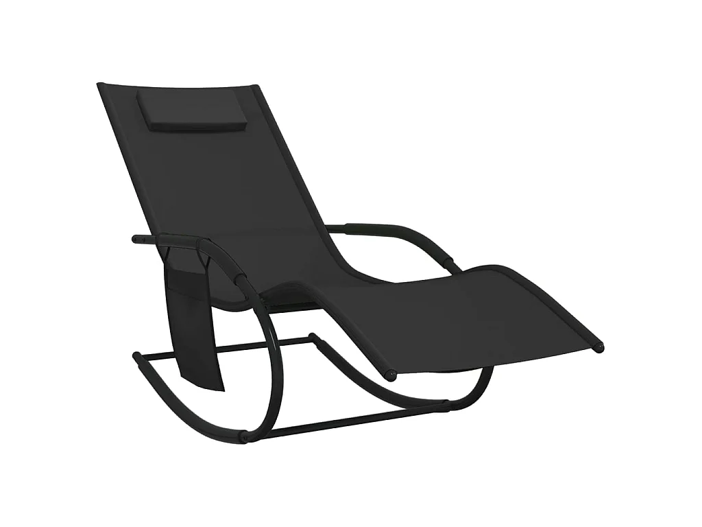 Chaise longue à bascule Noir Acier et textilène