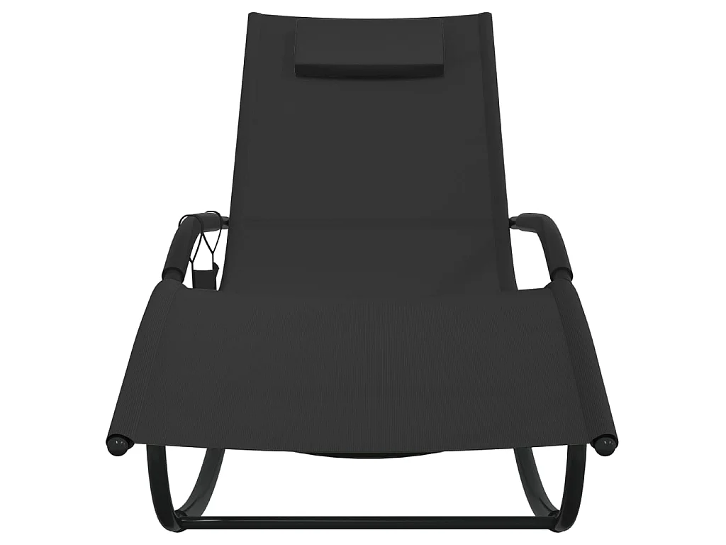 Chaise longue à bascule Noir Acier et textilène