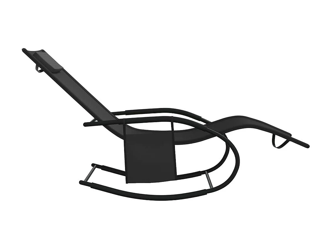 Chaise longue à bascule Noir Acier et textilène
