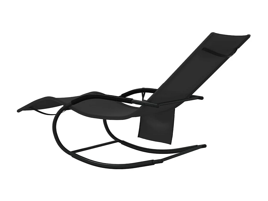 Chaise longue à bascule Noir Acier et textilène