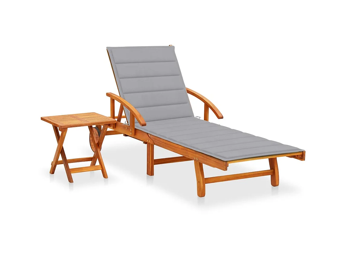 Tuinligstoel met tafel en kussen Acaciahout