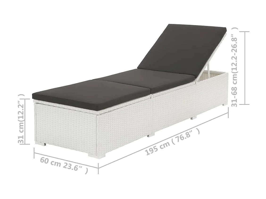 Espreguiçadeira com almofada Resina vime Branco