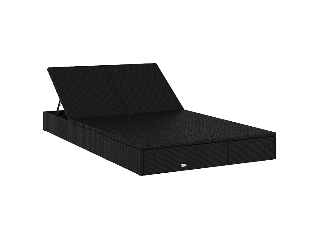 Espreguiçadeira de 2 lugares com almofadas de resina tecida preta