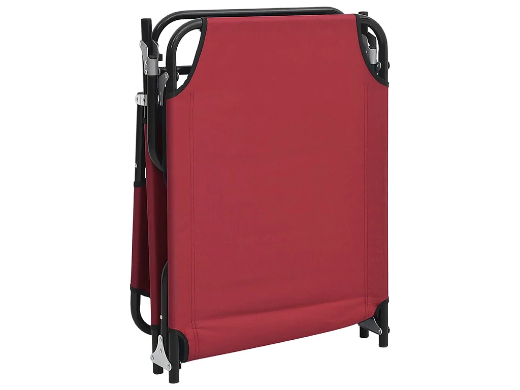 Poltrona lounge pieghevole rossa in tessuto oxford, acciaio verniciato a polvere