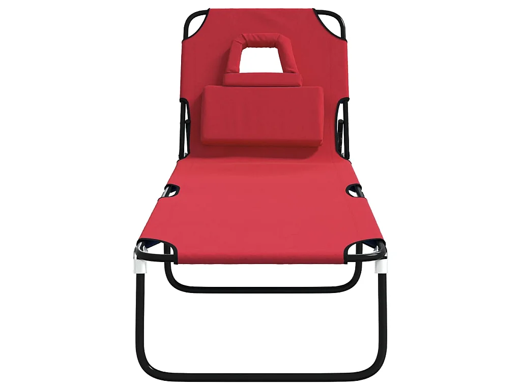 Chaise longue pliante rouge tissu oxford acier enduit de poudre