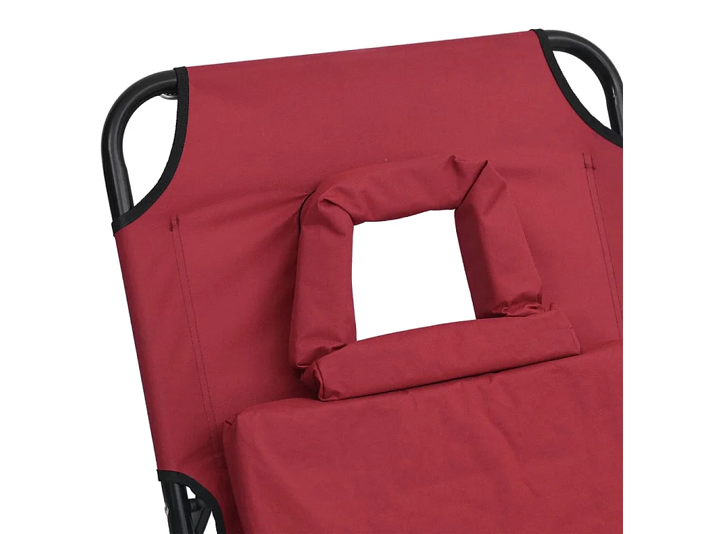 Chaise longue pliante rouge tissu oxford acier enduit de poudre