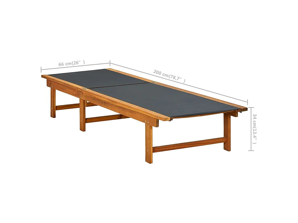 Chaise longue Bois d'acacia solide et textilène