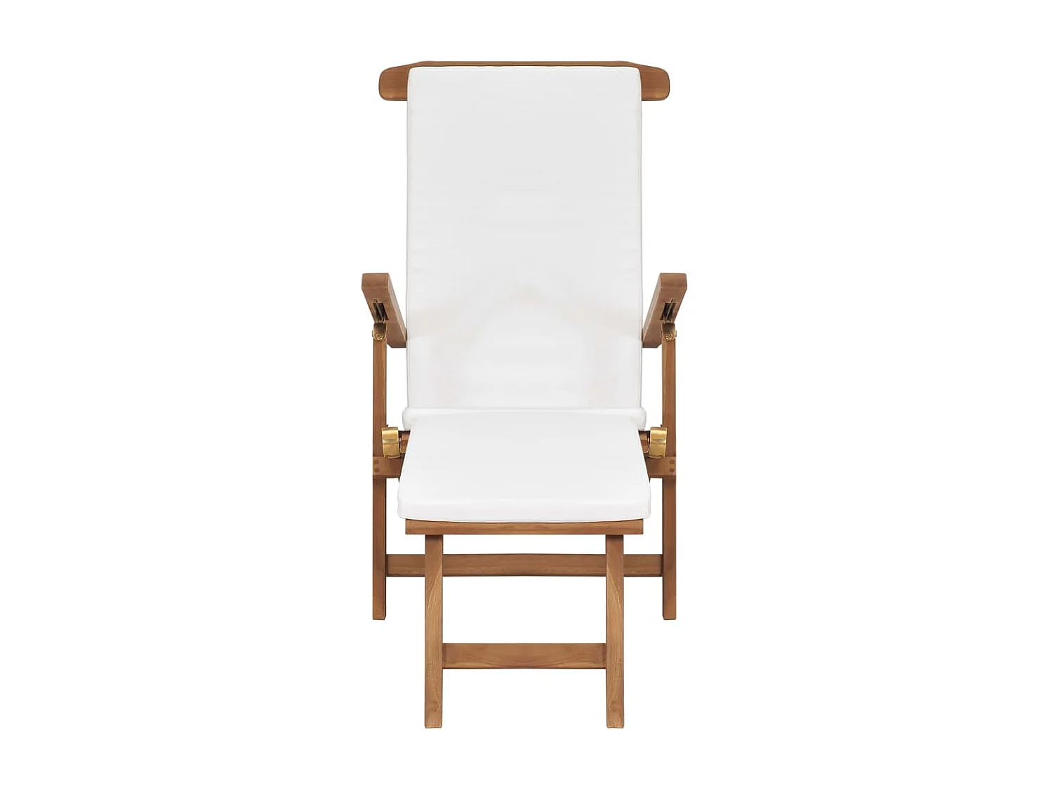 Poltrona lounge con cuscino Bianco crema Legno massello di teak