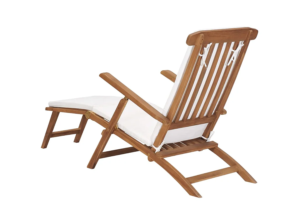 Sillón con cojín Blanco crema Madera maciza de teca